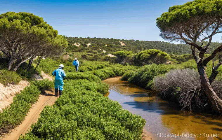 생물다양성 보전 이론과 실제 차이 - **Prompt:** A picturesque scene depicting a sustainable tourism experience in a charming Portuguese ...