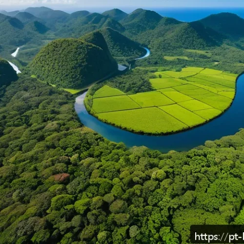 Home 17 생물다양성 보전 전문가 이론 정리 - A vibrant, detailed aerial view of an ecological corridor in the Brazilian Atlantic Forest, showcasi...